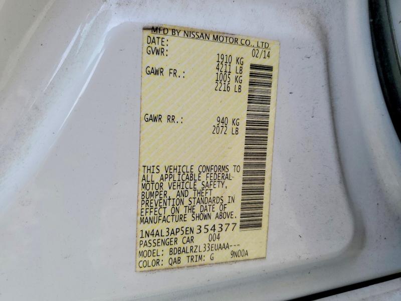 48754456 :رقم المزاد ، 1N4AL3AP5EN354377 vin ، 2014 Nissan Altima مزاد بيع
