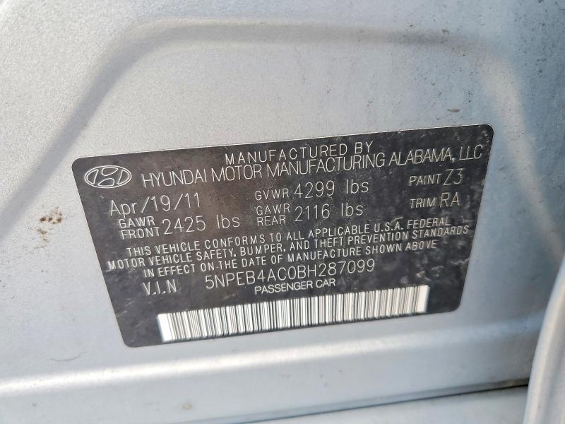 Продаж на аукціоні авто 2011 Hyundai Sonata, vin: 5NPEB4AC0BH287099, номер лоту: 47915646