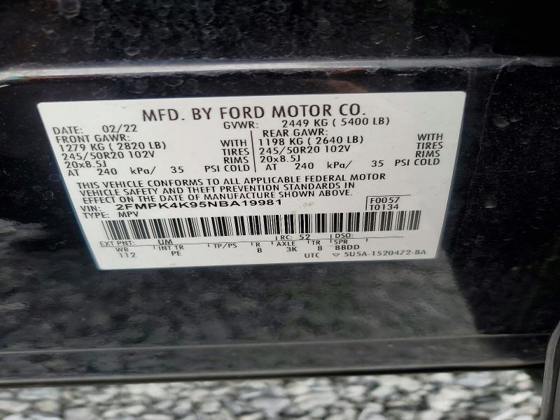 Aukcja sprzedaży 2022 Ford Edge, vin: 2FMPK4K95NBA19981, numer aukcji: 51096606