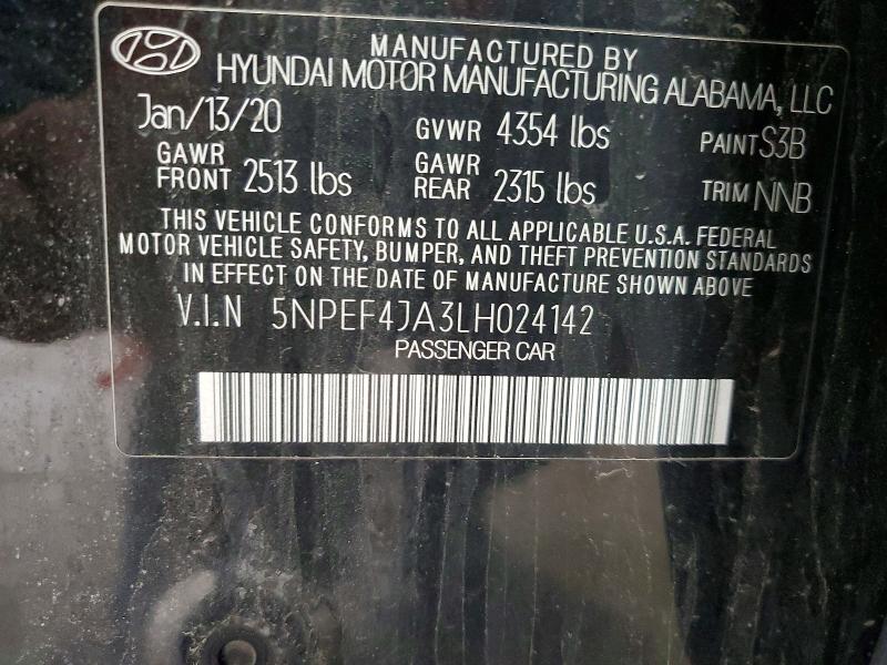Продажа на аукционе авто 2020 Hyundai Sonata, vin: 5NPEF4JA3LH024142, номер лота: 50386986