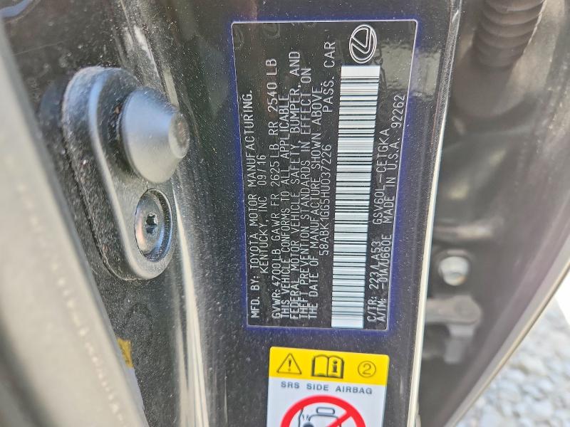49770506 :رقم المزاد ، 58ABK1GG5HU037226 vin ، 2017 Lexus Es مزاد بيع