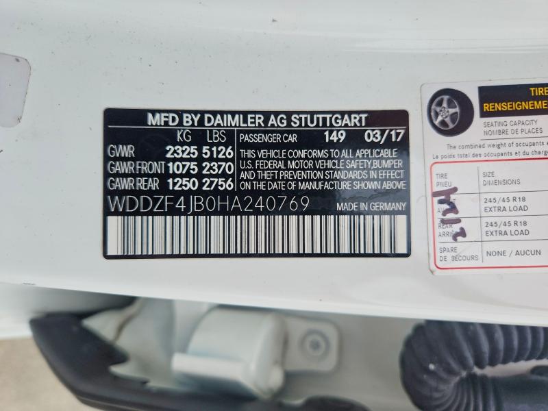 Продаж на аукціоні авто 2017 Mercedes-benz E, vin: WDDZF4JB0HA240769, номер лоту: 51499046