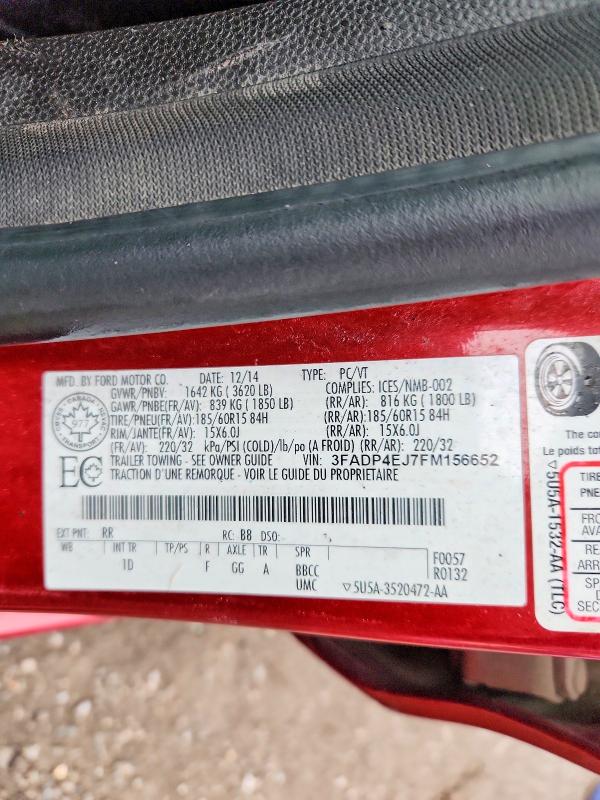Продаж на аукціоні авто 2015 Ford Fiesta Se 5dr, vin: 3FADP4EJ7FM156652, номер лоту: 47025656