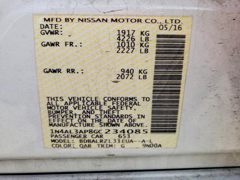 Продажа на аукционе авто 2016 Nissan Altima, vin: 1N4AL3AP8GC234085, номер лота: 49006896