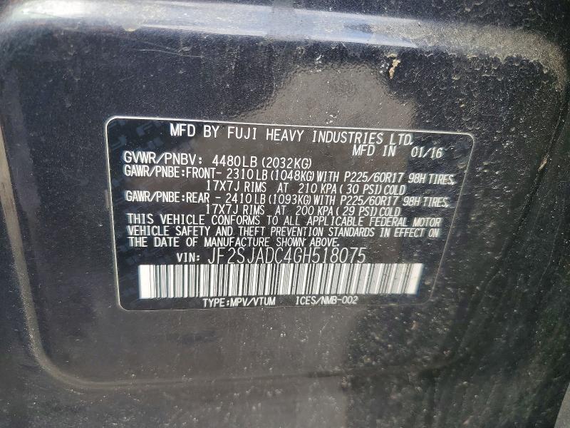 Aukcja sprzedaży 2016 Subaru Forester, vin: JF2SJADC4GH518075, numer aukcji: 49408856