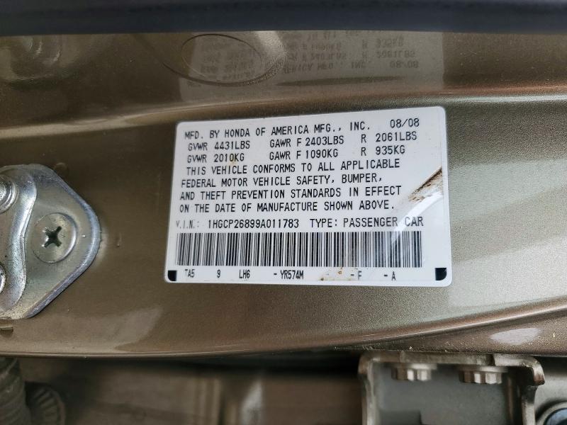 Aukcja sprzedaży 2009 Honda Accord, vin: 1HGCP26899A011783, numer aukcji: 48847856