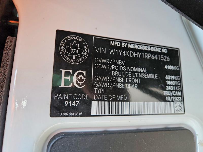 Aukcja sprzedaży 2024 Mercedes-benz Sprinter, vin: W1Y4KDHY1RP641526, numer aukcji: 49115566