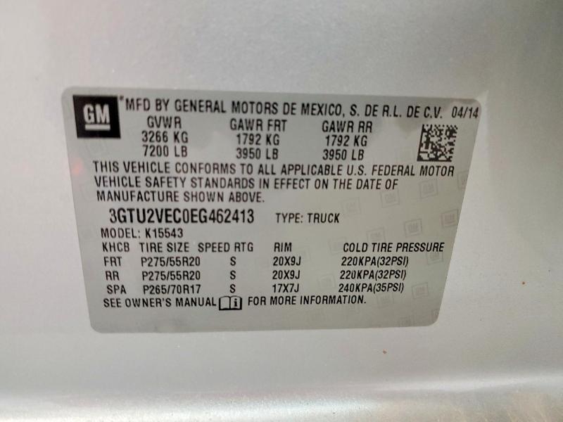 51572606 :رقم المزاد ، 3GTU2VEC0EG462413 vin ، 2014 Gmc Sierra مزاد بيع