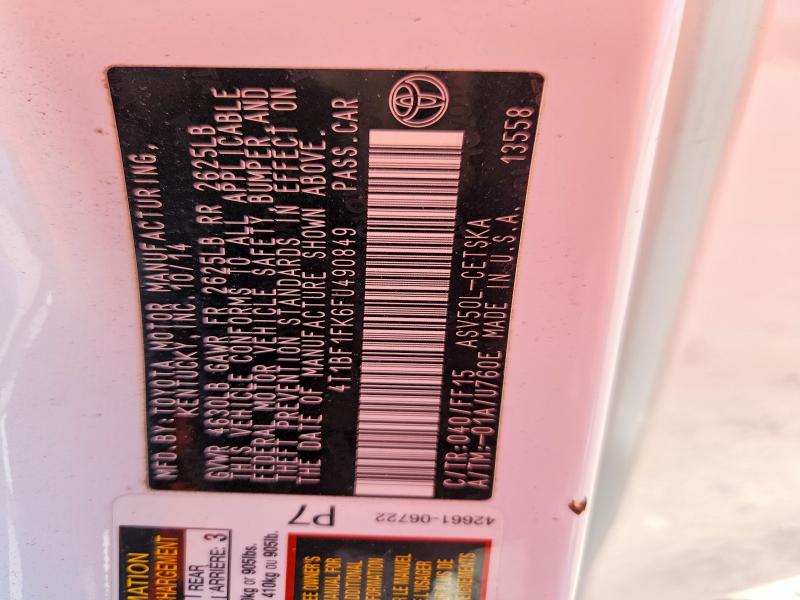 2015 Toyota Camry მანქანა იყიდება აუქციონზე, vin: 4T1BF1FK6FU490849, აუქციონის ნომერი: 49435146