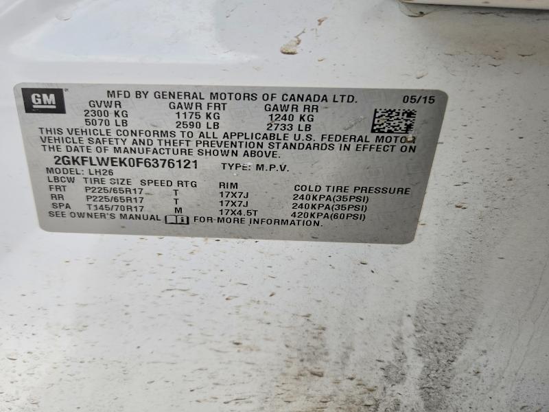 Aukcja sprzedaży 2015 Gmc Terrain, vin: 2GKFLWEK0F6376121, numer aukcji: 50981976