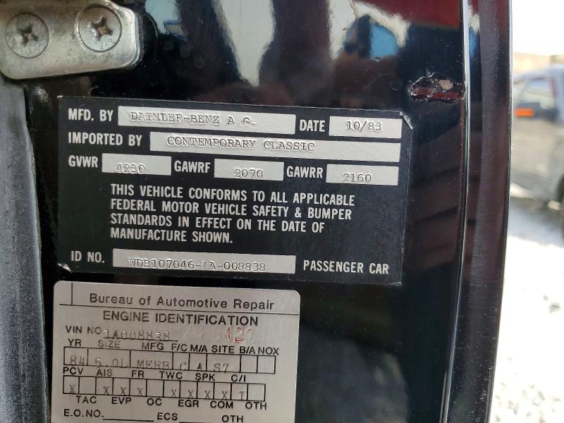 48091006 :رقم المزاد ، WDB1070461A008838 vin ، 1984 Mercedes Benz 500 مزاد بيع
