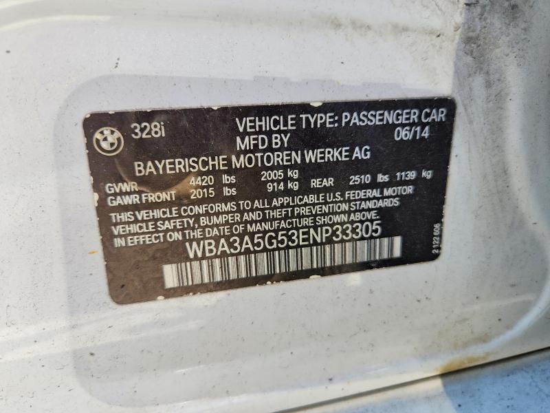 2014 Bmw 328 მანქანა იყიდება აუქციონზე, vin: WBA3A5G53ENP33305, აუქციონის ნომერი: 50391326