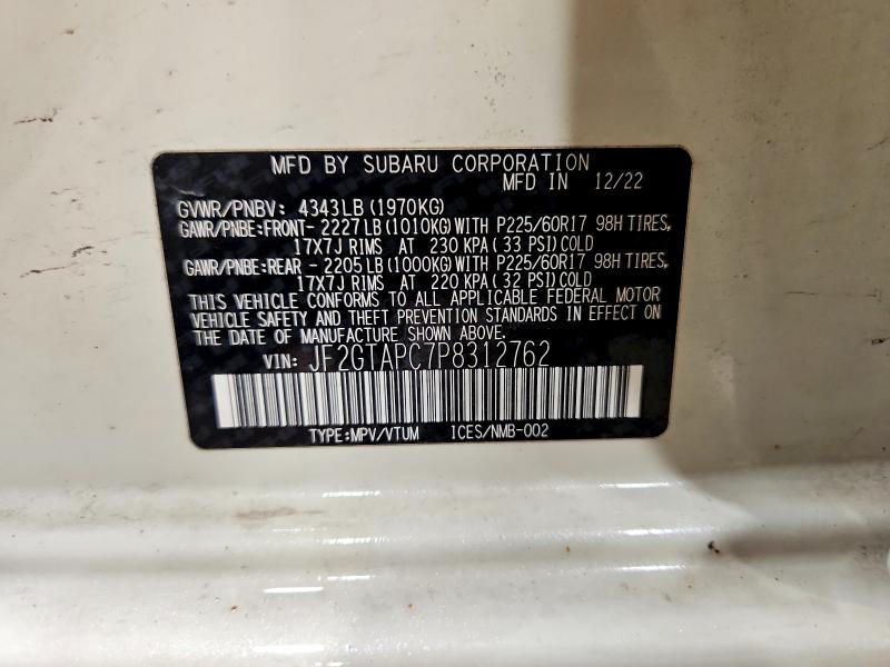 Продажа на аукционе авто 2023 Subaru Crosstrek, vin: JF2GTAPC7P8312762, номер лота: 49959216