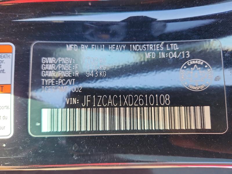 41836826 :رقم المزاد ، JF1ZCAC1XD2610108 vin ، 2013 Subaru Brz مزاد بيع