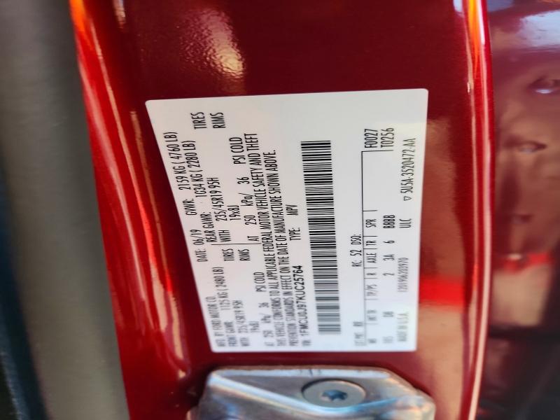Aukcja sprzedaży 2019 Ford Escape, vin: 1FMCU0J97KUC25764, numer aukcji: 49262806