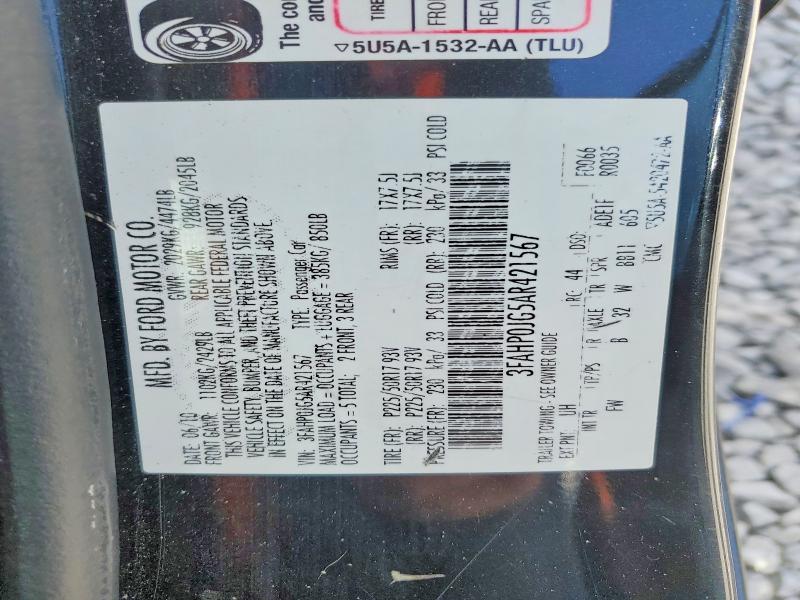 Продаж на аукціоні авто 2010 Ford Fusion, vin: 3FAHP0JG5AR421567, номер лоту: 51567946