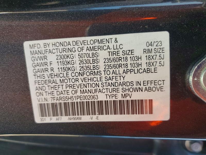 Aukcja sprzedaży 2023 Honda Cr-v, vin: 7FARS5H51PE002063, numer aukcji: 48970266