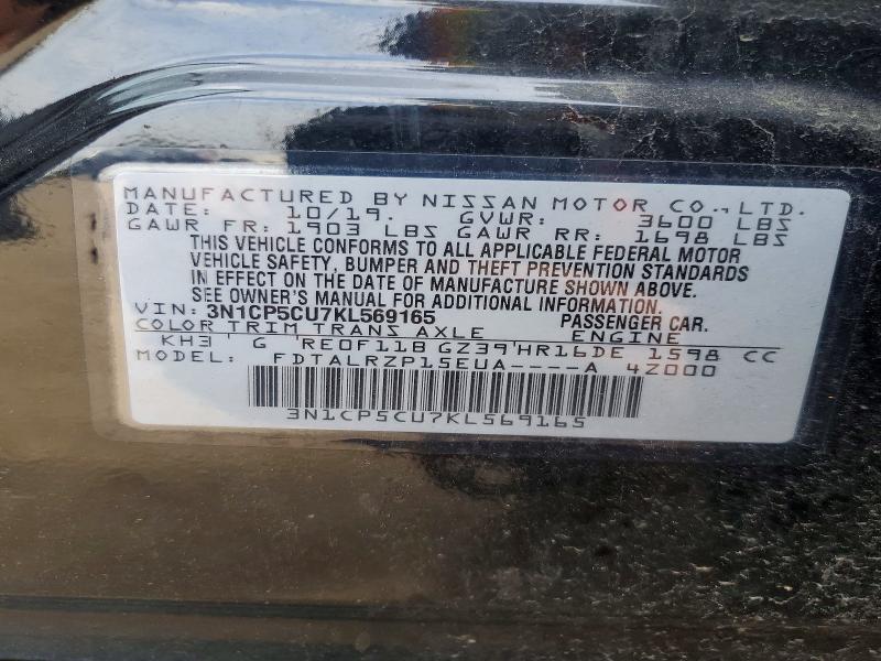 Продаж на аукціоні авто 2019 Nissan Kicks, vin: 3N1CP5CU7KL569165, номер лоту: 48545036