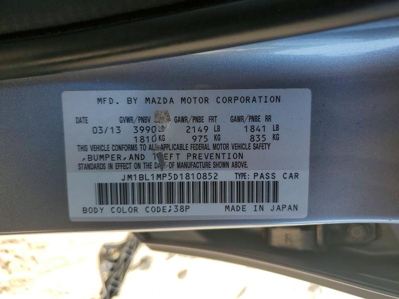 Aukcja sprzedaży 2013 Mazda 3, vin: JM1BL1MP5D1810852, numer aukcji: 49801856