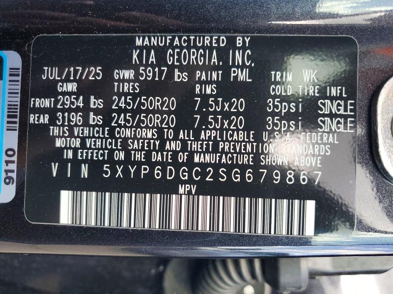 Aukcja sprzedaży 2025 Kia Telluride, vin: 5XYP6DGC2SG679867, numer aukcji: 49386786