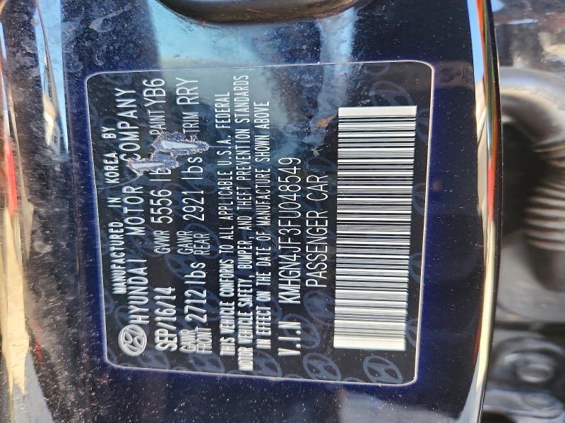2015 Hyundai Genesis მანქანა იყიდება აუქციონზე, vin: KMHGN4JF3FU048549, აუქციონის ნომერი: 48859346