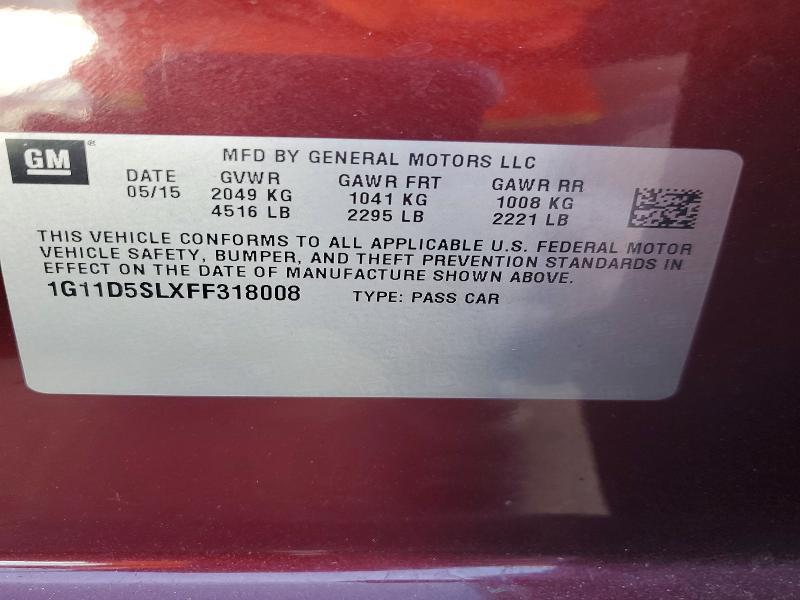 48390616 :رقم المزاد ، 1G11D5SLXFF318008 vin ، 2015 Chevrolet Malibu مزاد بيع