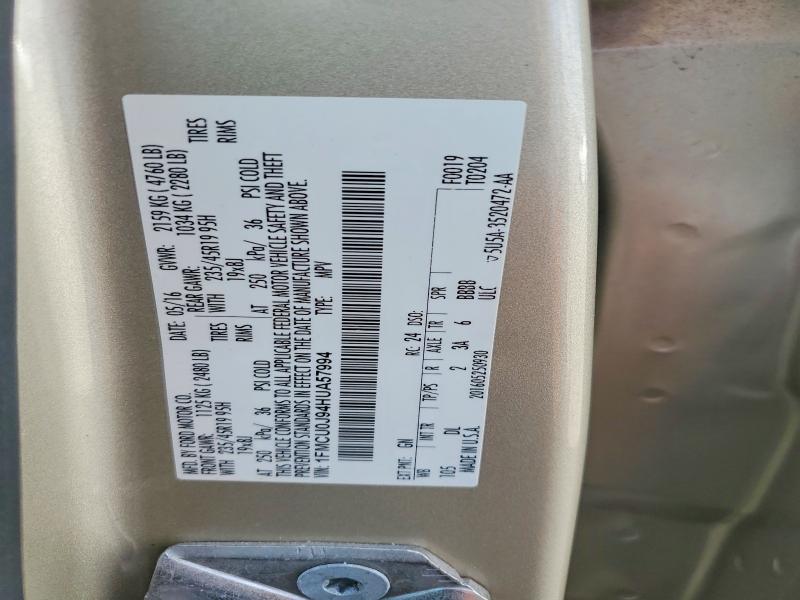 Aukcja sprzedaży 2017 Ford Escape, vin: 1FMCU0J94HUA57994, numer aukcji: 50781746