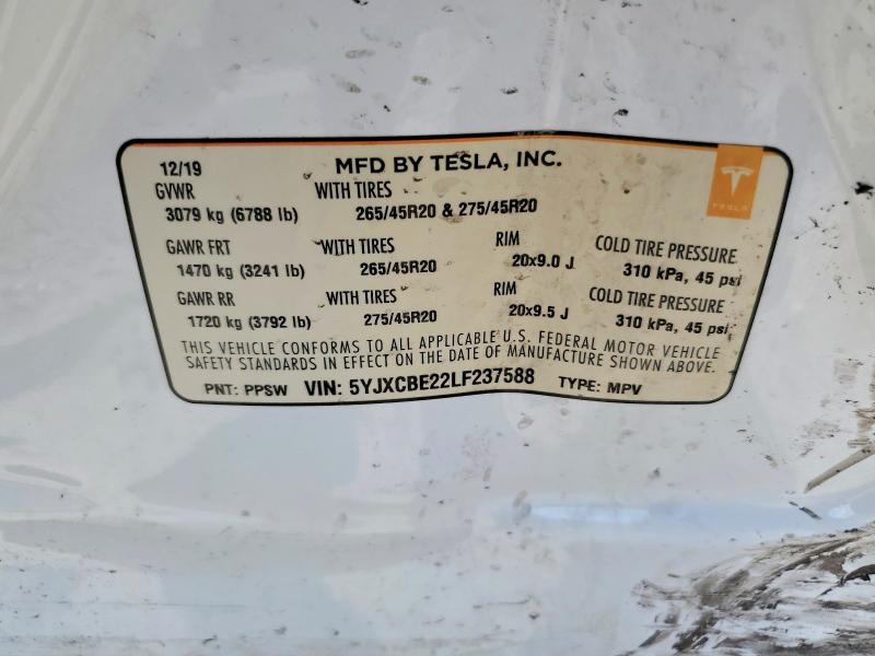 Продажа на аукционе авто 2020 Tesla Model X, vin: 5YJXCBE22LF237588, номер лота: 49715026