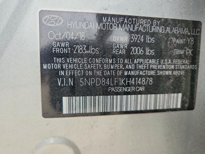 Продажа на аукционе авто 2019 Hyundai Elantra, vin: 5NPD84LF1KH414878, номер лота: 49675076