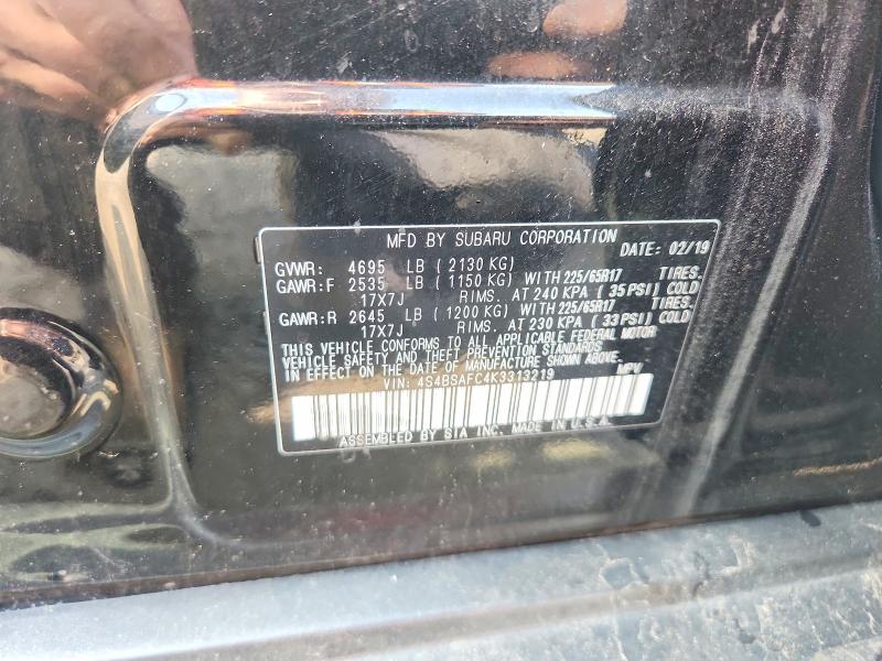 48482336 :رقم المزاد ، 4S4BSAFC4K3313219 vin ، 2019 Subaru Outback مزاد بيع