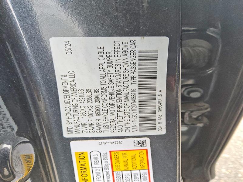 Aukcja sprzedaży 2024 Honda Accord, vin: 1HGCY1F20RA068716, numer aukcji: 51372086
