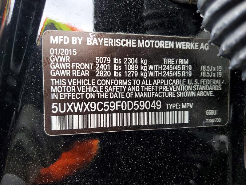Aukcja sprzedaży 2015 Bmw X3, vin: 5UXWX9C59F0D59049, numer aukcji: 49666856