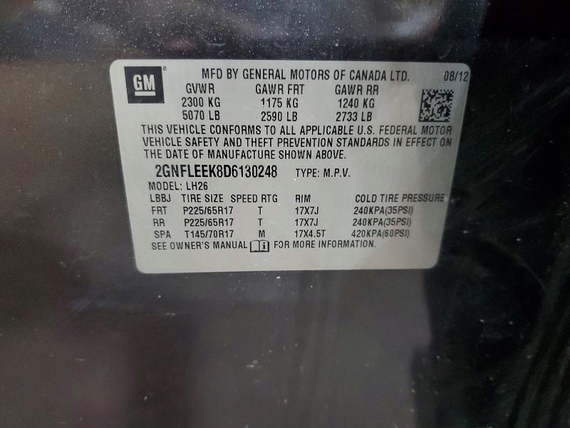 2013 Chevrolet Equinox მანქანა იყიდება აუქციონზე, vin: 2GNFLEEK8D6130248, აუქციონის ნომერი: 49156946