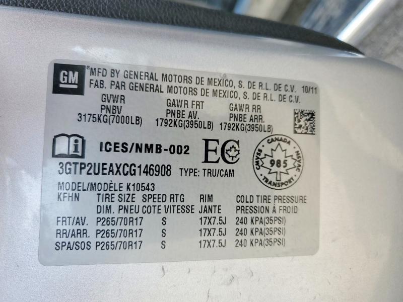 Aukcja sprzedaży 2012 Gmc Sierra, vin: 3GTP2UEAXCG146908, numer aukcji: 50495066