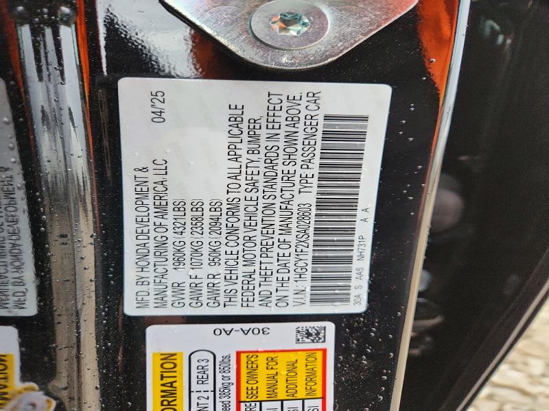 49259036 :رقم المزاد ، 1HGCY1F2XSA028603 vin ، 2025 Honda Accord مزاد بيع