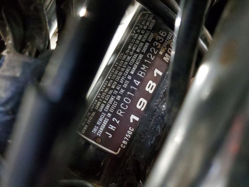 50316026 :رقم المزاد ، JH2RC0114BM122336 vin ، 1981 Honda Cb750 مزاد بيع