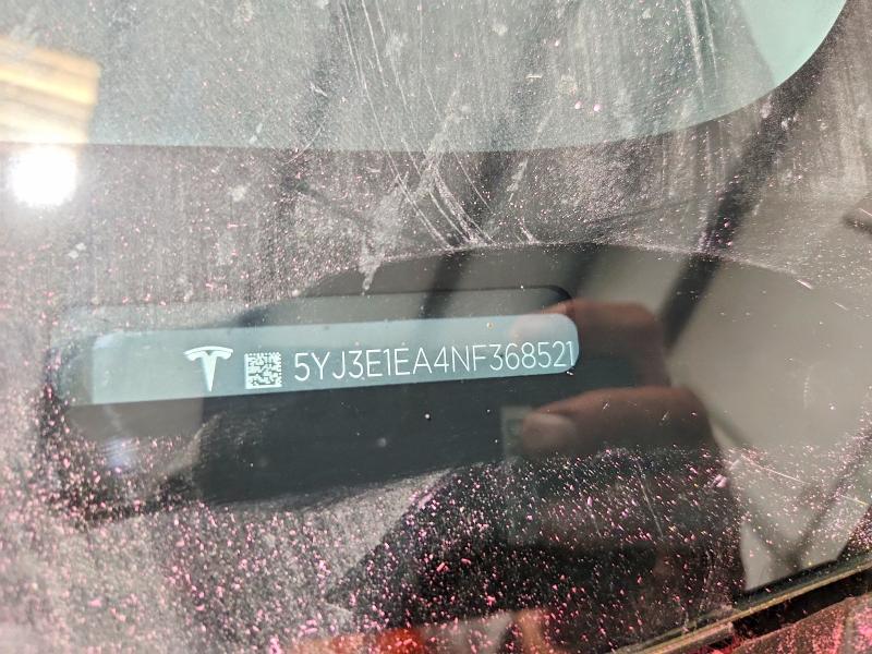Aukcja sprzedaży 2022 Tesla Model 3, vin: 5YJ3E1EA4NF368521, numer aukcji: 51202816