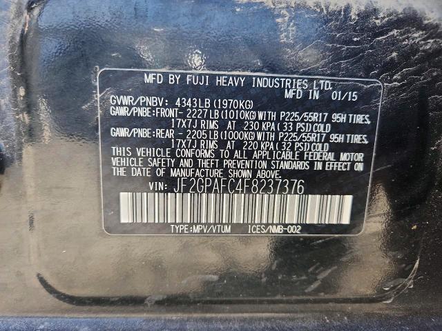 51980056 :رقم المزاد ، JF2GPAFC4F8237376 vin ، 2015 Subaru Xv Crosstrek مزاد بيع