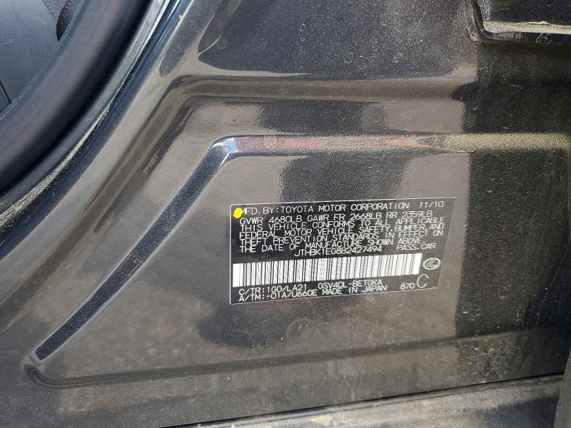 48273846 :رقم المزاد ، JTHBK1EG8B2427494 vin ، 2011 Lexus Es 350 مزاد بيع