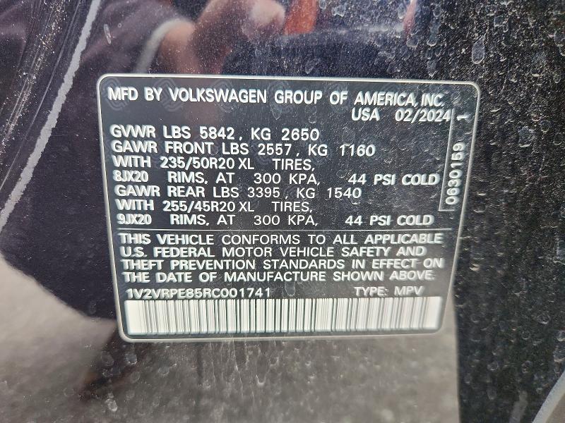 2024 Volkswagen Id.4 მანქანა იყიდება აუქციონზე, vin: 1V2VRPE85RC001741, აუქციონის ნომერი: 50772846