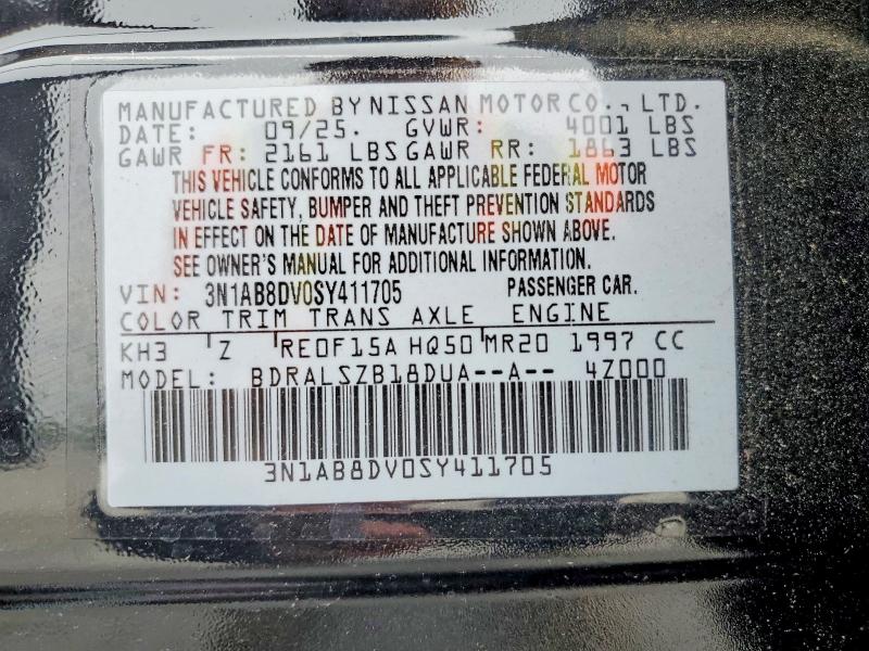 Aukcja sprzedaży 2025 Nissan Sentra, vin: 3N1AB8DV0SY411705, numer aukcji: 51153666