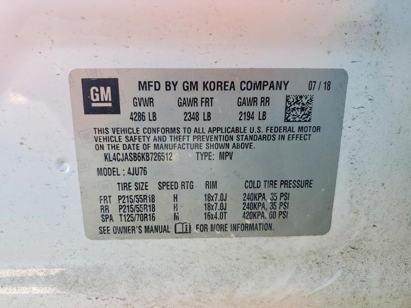 Продаж на аукціоні авто 2019 Buick Encore, vin: KL4CJASB6KB726512, номер лоту: 50297556