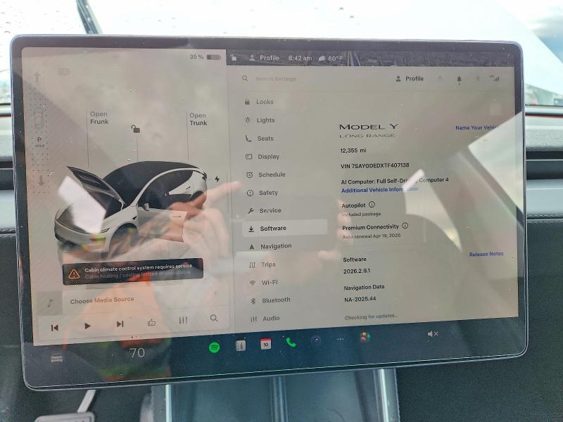 Aukcja sprzedaży 2026 Tesla Model Y, vin: 7SAYGDEDXTF407138, numer aukcji: 49490056