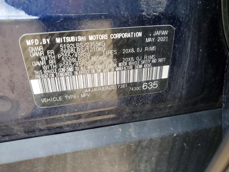Продаж на аукціоні авто 2022 Mitsubishi Outlander, vin: JA4J4UA83NZ017361, номер лоту: 49758836