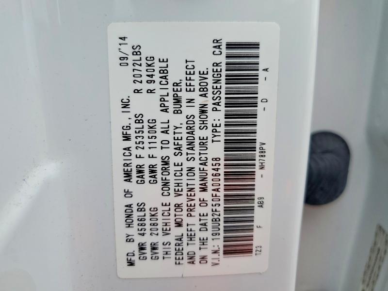 49801316 :رقم المزاد ، 19UUB2F50FA006458 vin ، 2015 Acura Tlx مزاد بيع