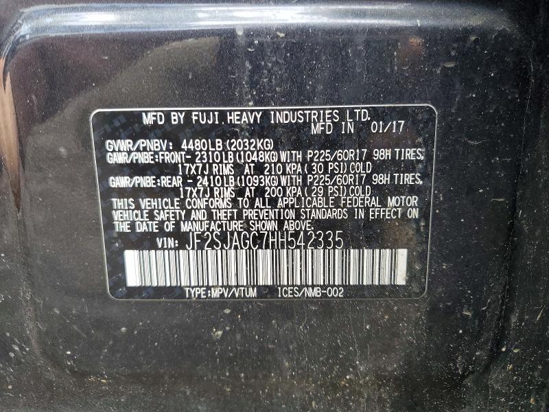 Продажа на аукционе авто 2017 Subaru Forester, vin: JF2SJAGC7HH542335, номер лота: 49804926