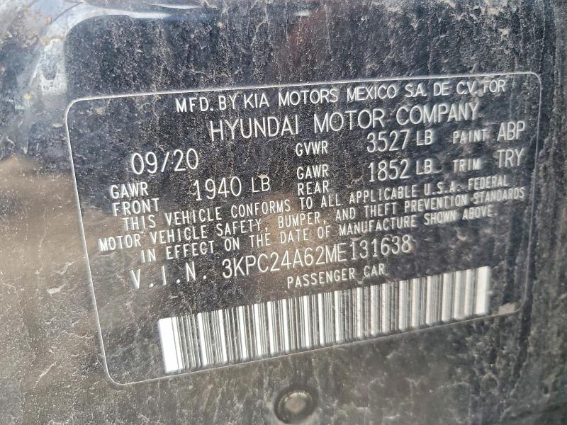 50753486 :رقم المزاد ، 3KPC24A62ME131638 vin ، 2021 Hyundai Accent مزاد بيع