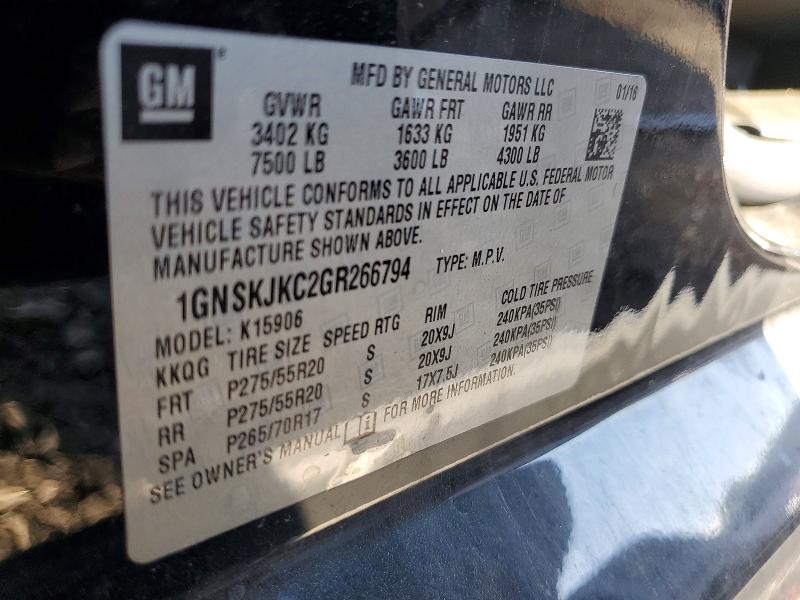 Aukcja sprzedaży 2016 Chevrolet Suburban, vin: 1GNSKJKC2GR266794, numer aukcji: 49159626