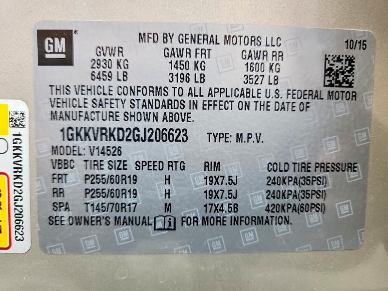 Продажа на аукционе авто 2016 Gmc Acadia, vin: 1GKKVRKD2GJ206623, номер лота: 50457316