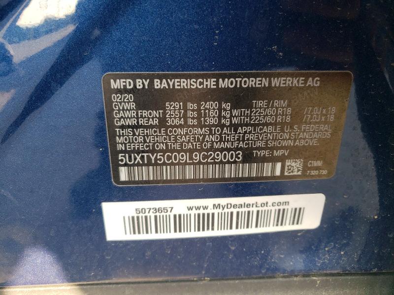 79672525 :رقم المزاد ، 5UXTY5C09L9C29003 vin ، 2020 Bmw X3 مزاد بيع